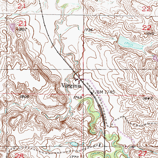Topographic Map of Virginia, SD