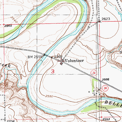 Topographic Map of Volunteer, SD