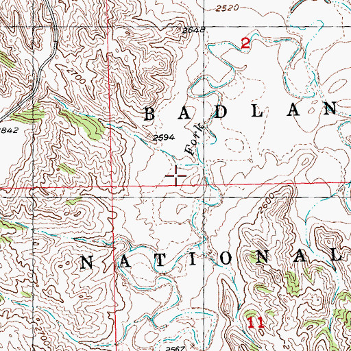 Topographic Map of Sage Creek Primitive Ground, SD