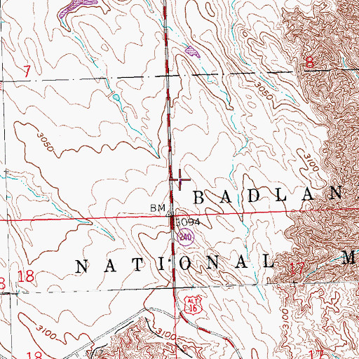 Topographic Map of Pinnacles Ranger Station, SD