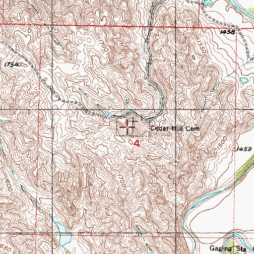 Topographic Map of Cedar Hill Cemetery, SD
