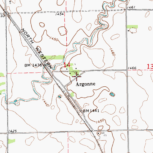 Topographic Map of Argonne, SD