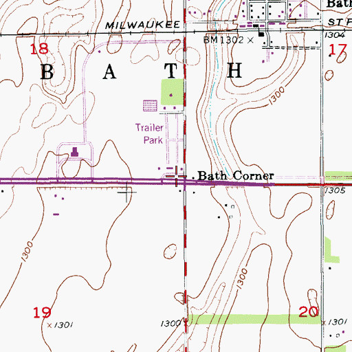 Topographic Map of Bath Corner, SD
