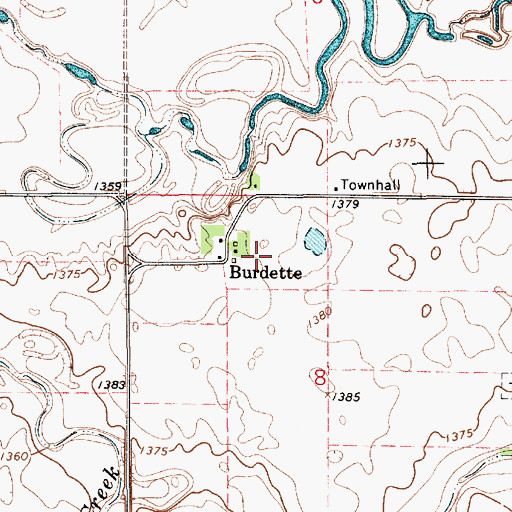 Topographic Map of Burdette, SD