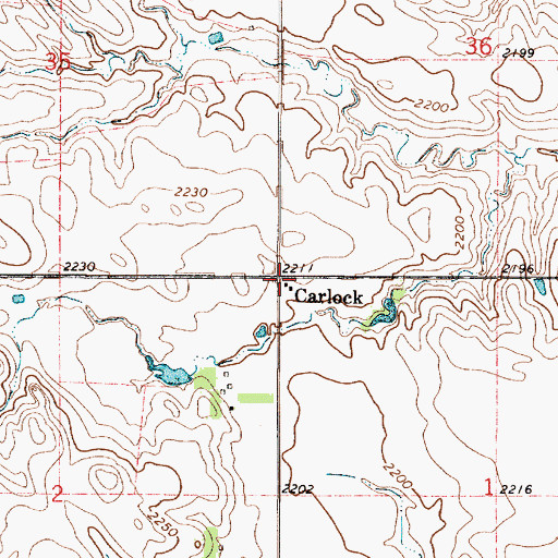 Topographic Map of Carlock, SD