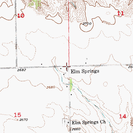Topographic Map of Elm Springs, SD
