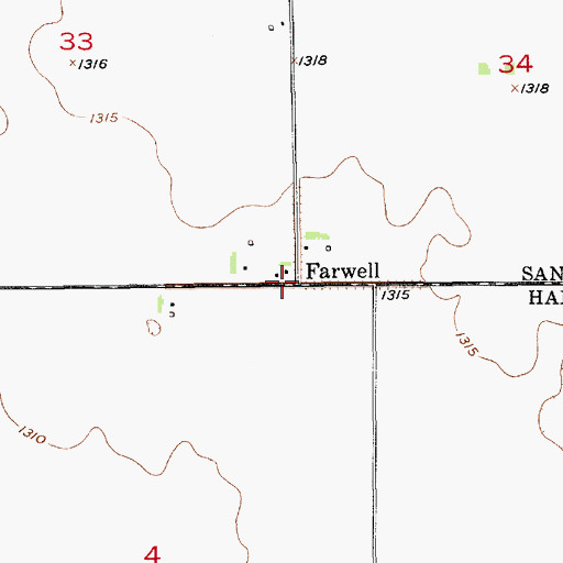 Topographic Map of Farwell, SD