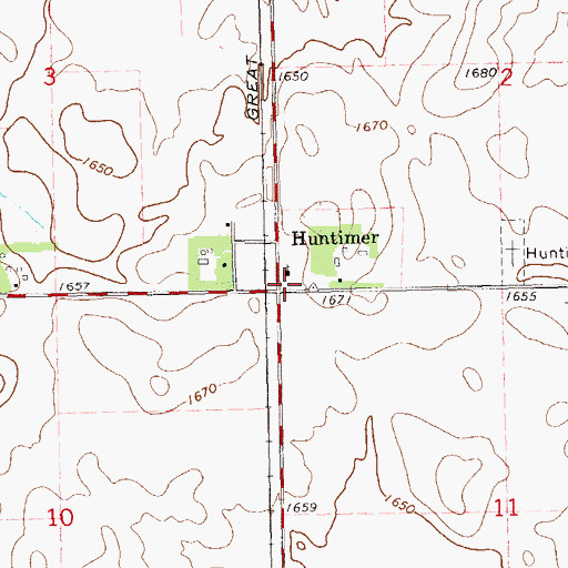 Topographic Map of Huntimer, SD