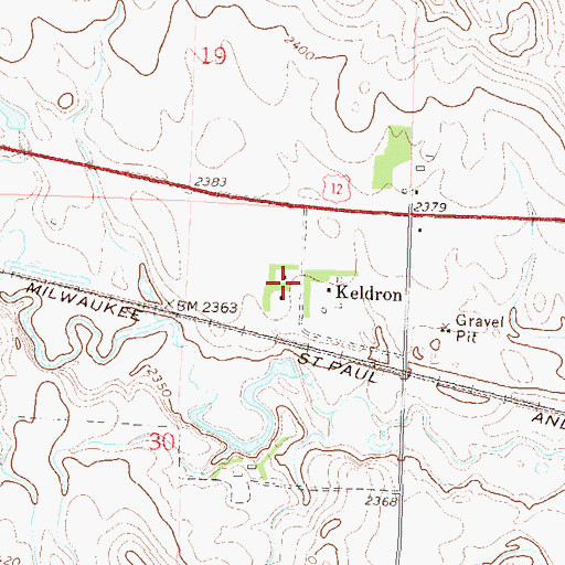 Topographic Map of Keldron, SD