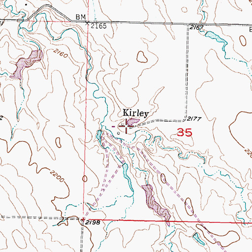 Topographic Map of Kirley, SD