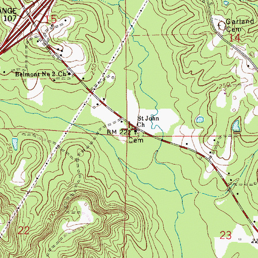 Topographic Map of Saint John Church, AL