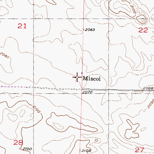 Topographic Map of Miscol, SD