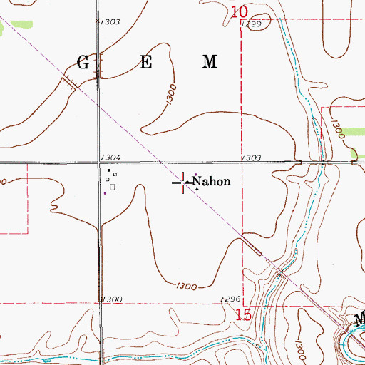 Topographic Map of Nahon, SD