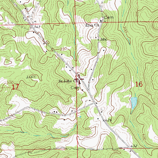 Topographic Map of Saint John Church, AL