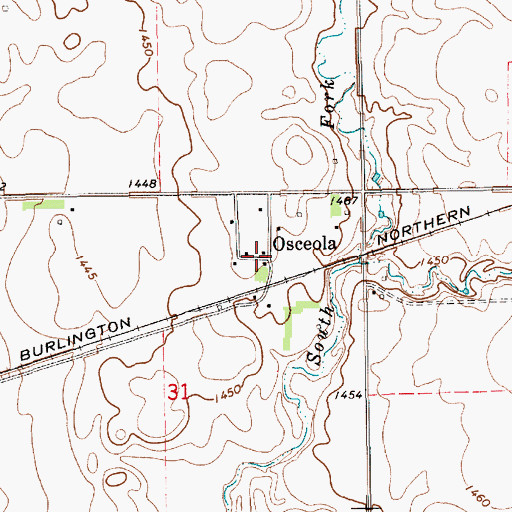 Topographic Map of Osceola, SD