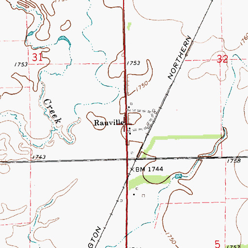 Topographic Map of Rauville, SD
