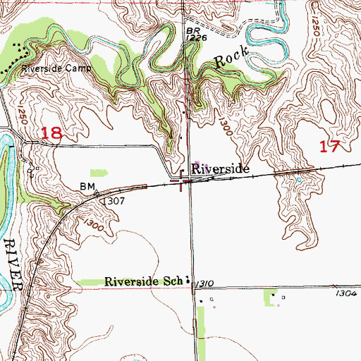 Topographic Map of Riverside, SD
