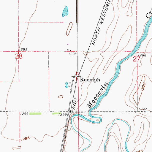 Topographic Map of Rudolph, SD