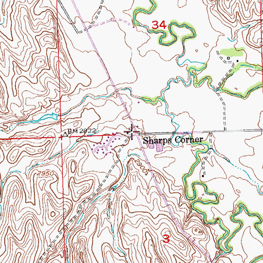 Topographic Map of Sharps Corner, SD