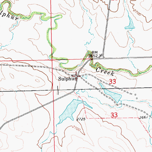Topographic Map of Sulphur, SD