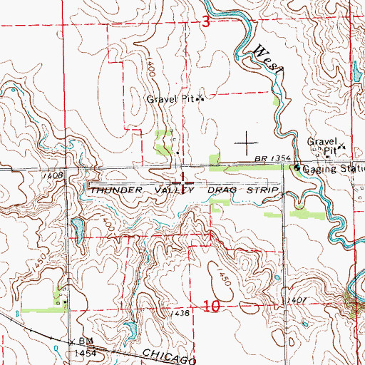Topographic Map of Thunder Valley Drag Strip, SD