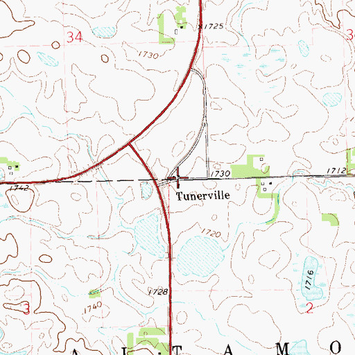 Topographic Map of Tunerville, SD