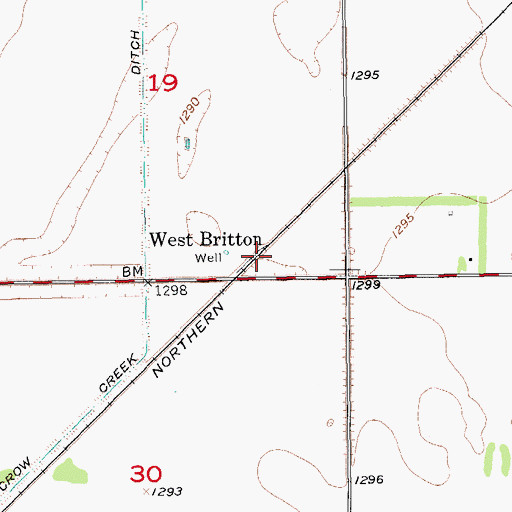 Topographic Map of West Britton, SD