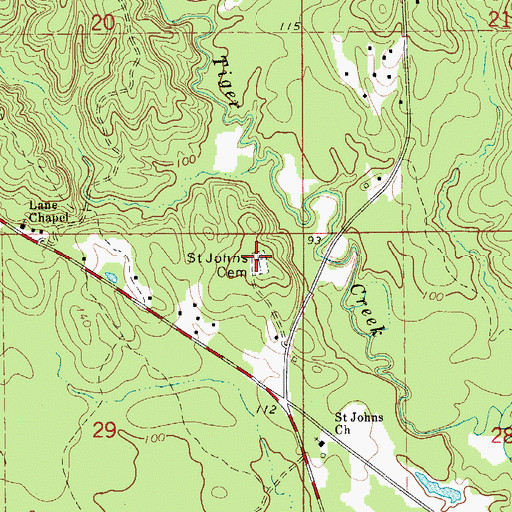 Topographic Map of Saint Johns Cemetery, AL