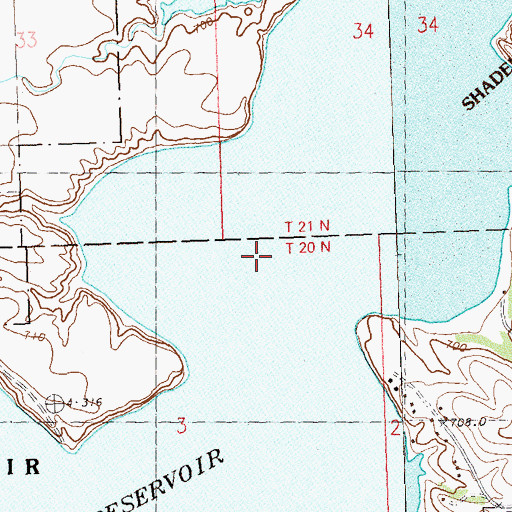 Topographic Map of Shadehill Reservoir, SD