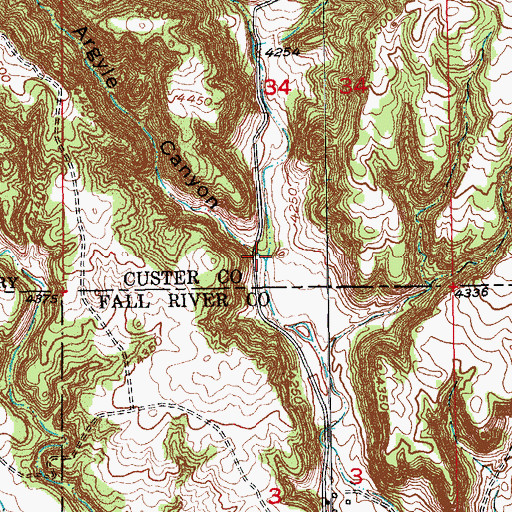 Topographic Map of Argyle Canyon, SD
