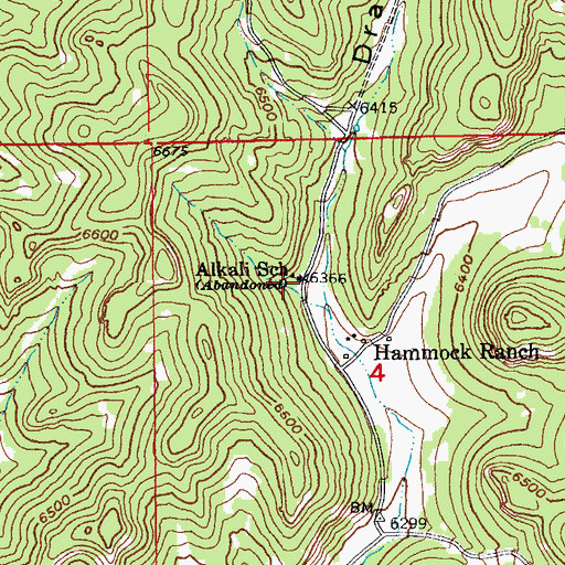 Topographic Map of Alkali School, SD