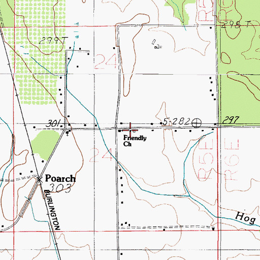 Topographic Map of Friendly Church, AL