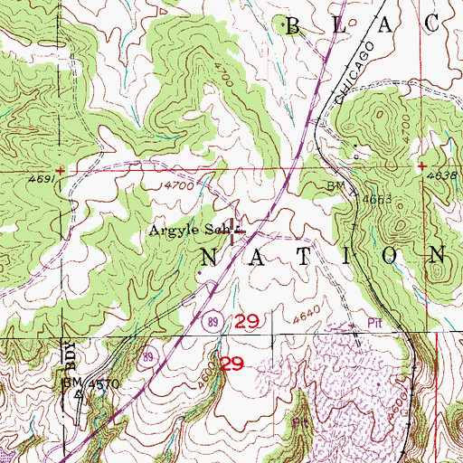 Topographic Map of Argyle School, SD