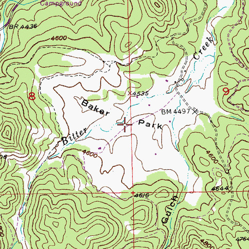 Topographic Map of Baker Park, SD