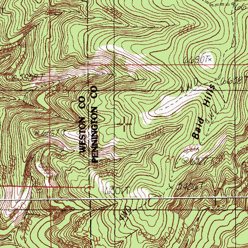 Topographic Map of Bald Hills, SD