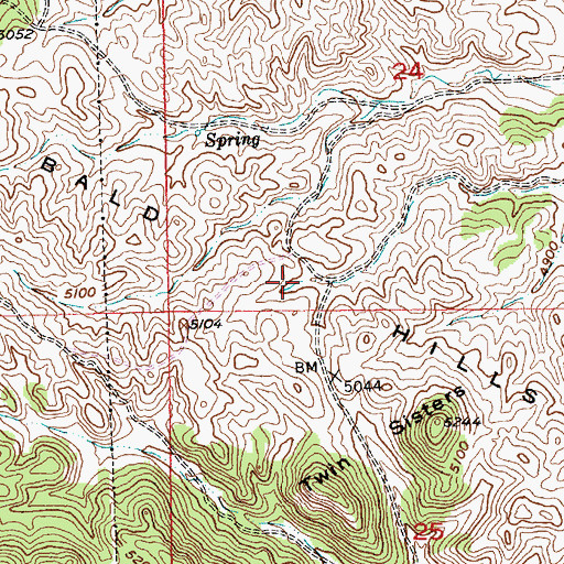 Topographic Map of Bald Hills, SD