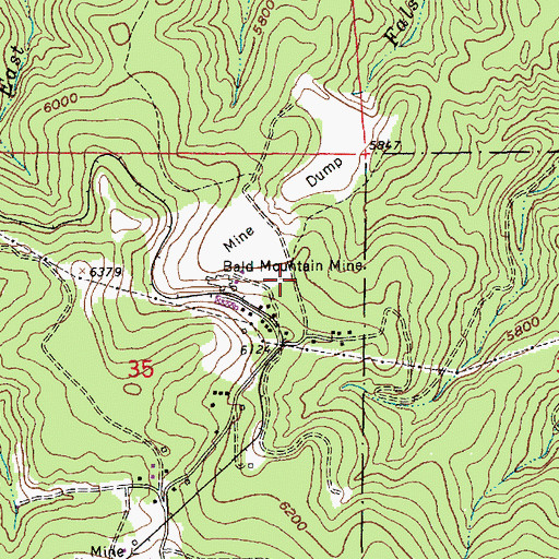 Topographic Map of Bald Mountain Mine, SD