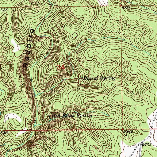 Topographic Map of Barrel Spring, SD