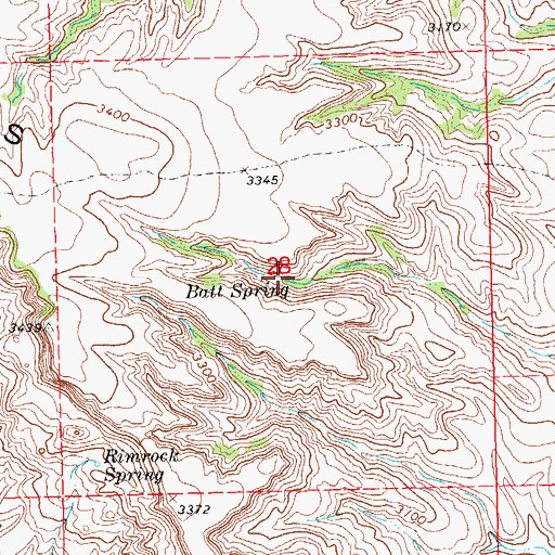 Topographic Map of Batt Spring, SD