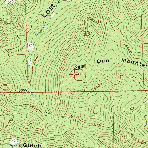 Topographic Map of Bear Den Mountain, SD