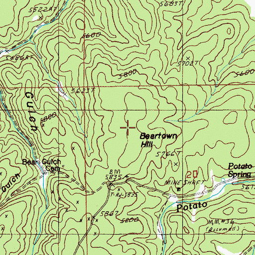 Topographic Map of Beartown Hill, SD