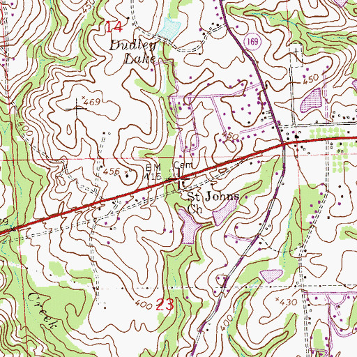 Topographic Map of Saint Johns Church, AL