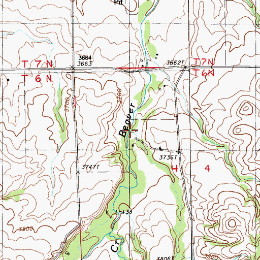 Topographic Map of Beaver Creek, SD