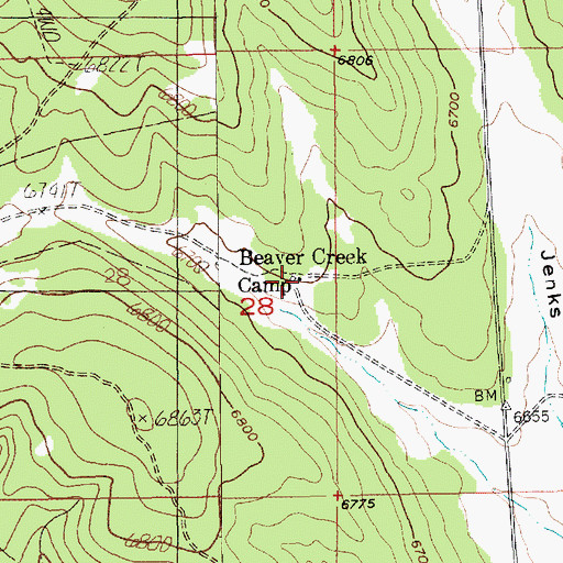 Topographic Map of Beaver Creek Camp, SD