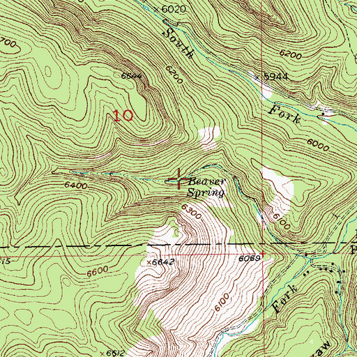 Topographic Map of Beaver Spring, SD