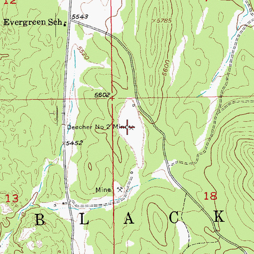 Topographic Map of Beecher Number Two Mine, SD