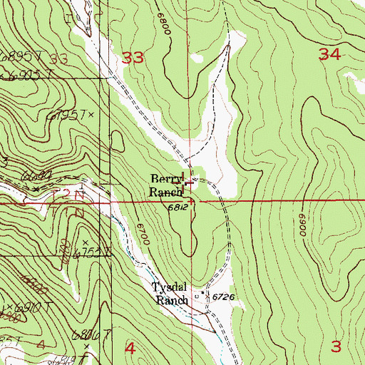 Topographic Map of Berry Ranch, SD