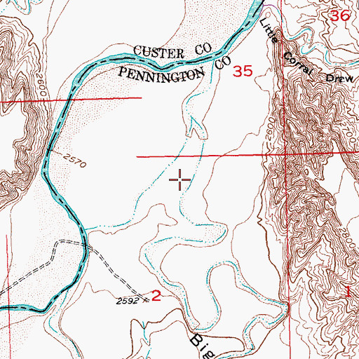 Topographic Map of Big Corral Draw, SD