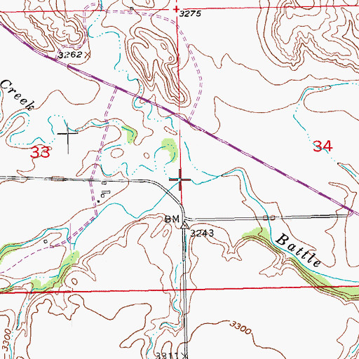 Topographic Map of Billover Creek, SD