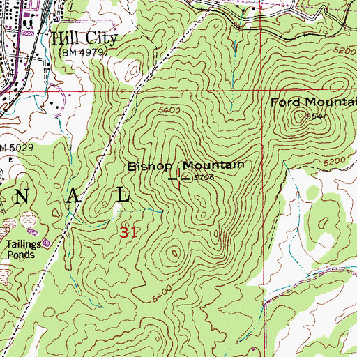 Topographic Map of Bishop Mountain, SD
